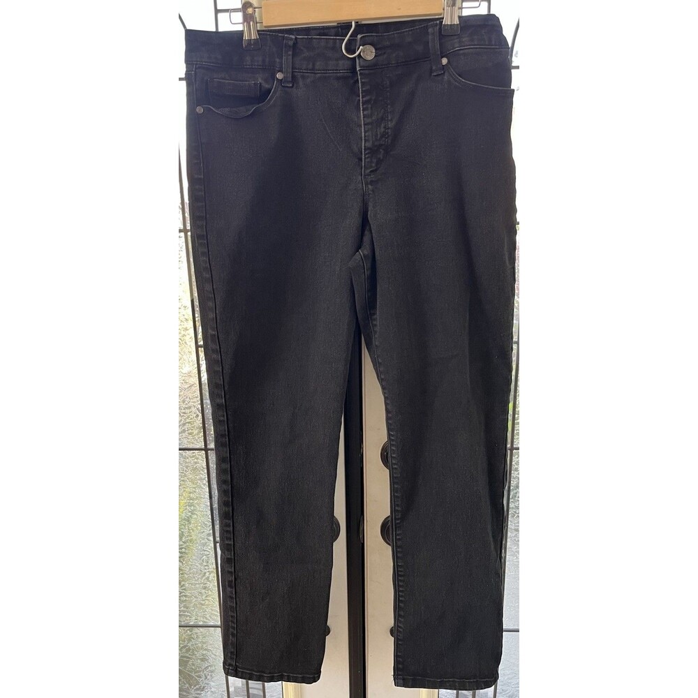 Bandolino Amy Straight Jeans Womens Size 12 Black Flare Stretch Casual Work